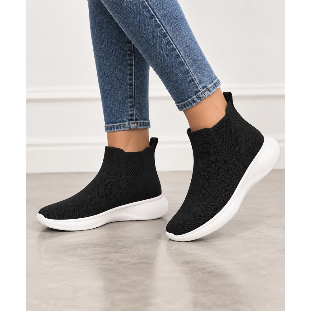 VIVAIA Delilah Urban Black Water-Repellent Knit Sneaker Boots US/9 EU/40